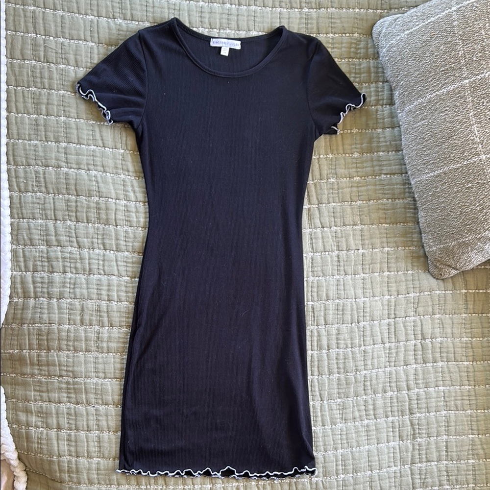Black Short Sleeve Dress with White Trim